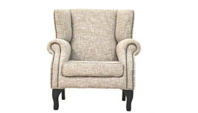 wing-back chair occasional brown and grey